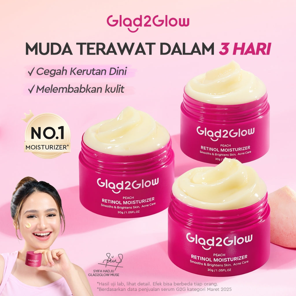 Glad2Glow Moisturizer Series Mencerahkan Pencerah Wajah Anti Jerawat Penuaan Hilangkan Flek Tenangkan Kulit Niacinamide 377 Retinol Centella Skincare Pelembab Esensi Perawatan Kulit Pelembab Wajah Pembersih day cream tone up g2g official store