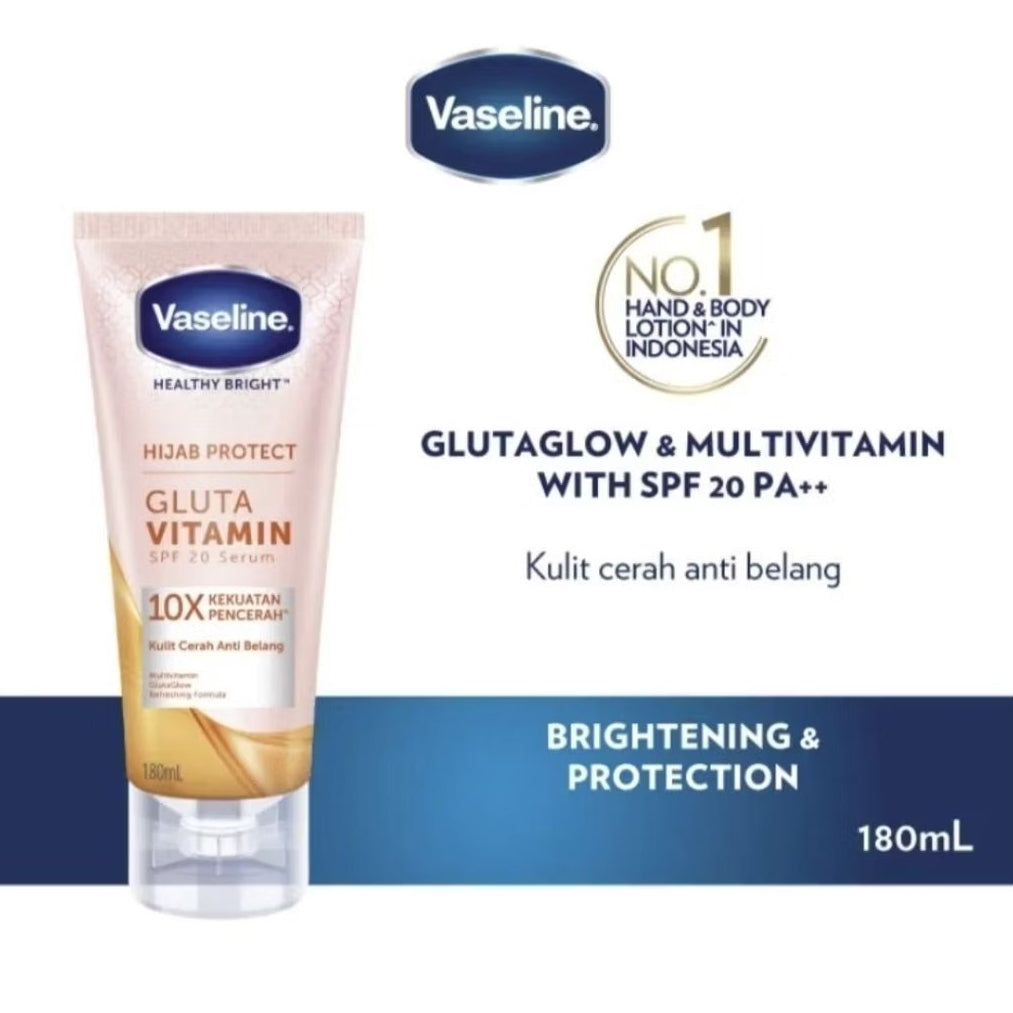 Vaseline Hijab Protect Serum Pelembap Tubuh SPF 20 Gluta Vitamin Tube 180 ml