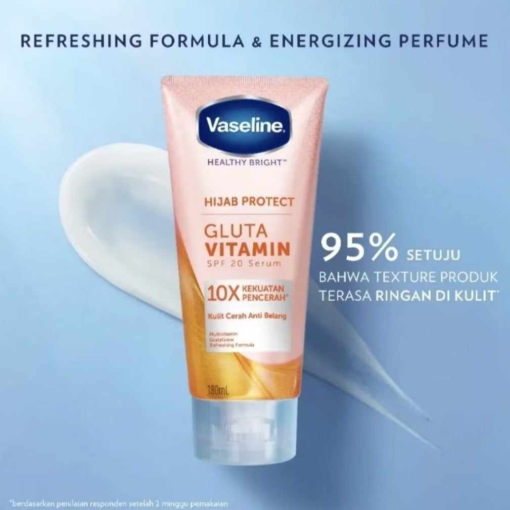 Vaseline Hijab Protect Serum Pelembap Tubuh SPF 20 Gluta Vitamin Tube 180 ml