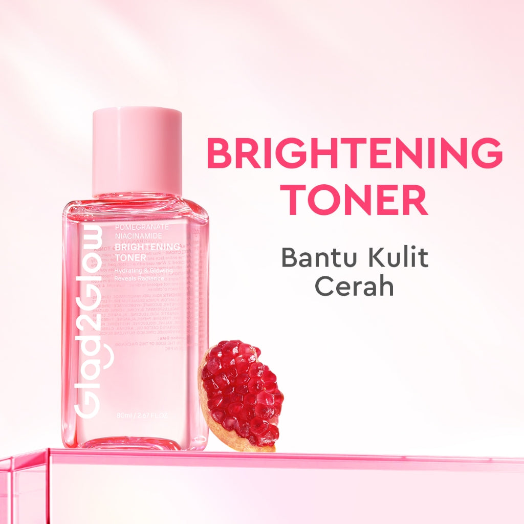 Glad2Glow Pomegranate Niacinamide Brightening Tonertoner badan face mist hydrating toner centellaToner eksfoliasi wajah glycocid acid glycolic acid combo brightening agent Mencerahkan dan meratakan warna kulit Memberikan efek glowing g2glow official store