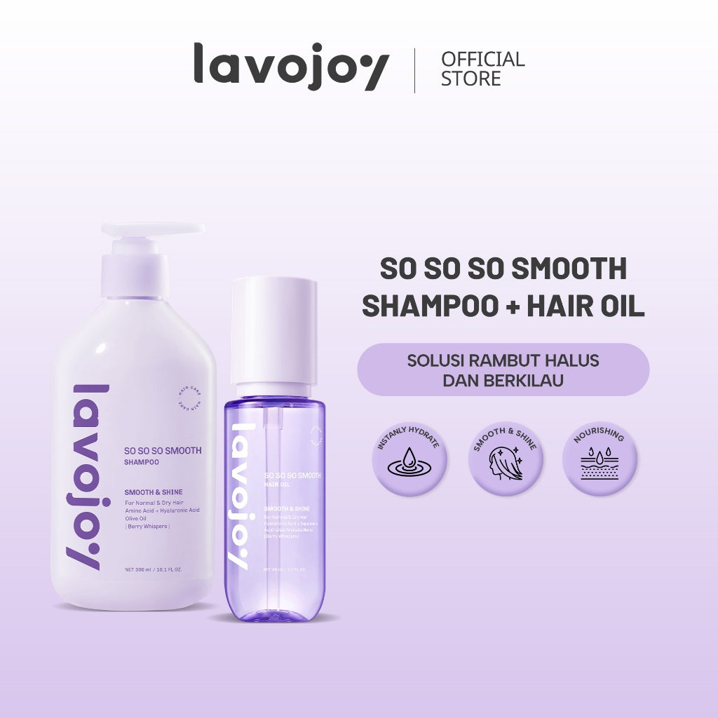Lavojoy So So So Smooth Hair Oil 80ml  – Hair Oil Rambut Kering & Kusut, Melembutkan, Mengurangi Rambut Mengembang, Perlindungan Rambut Dari Panas Berlebih, Dengan 9 Natural Oils & Vitamin E