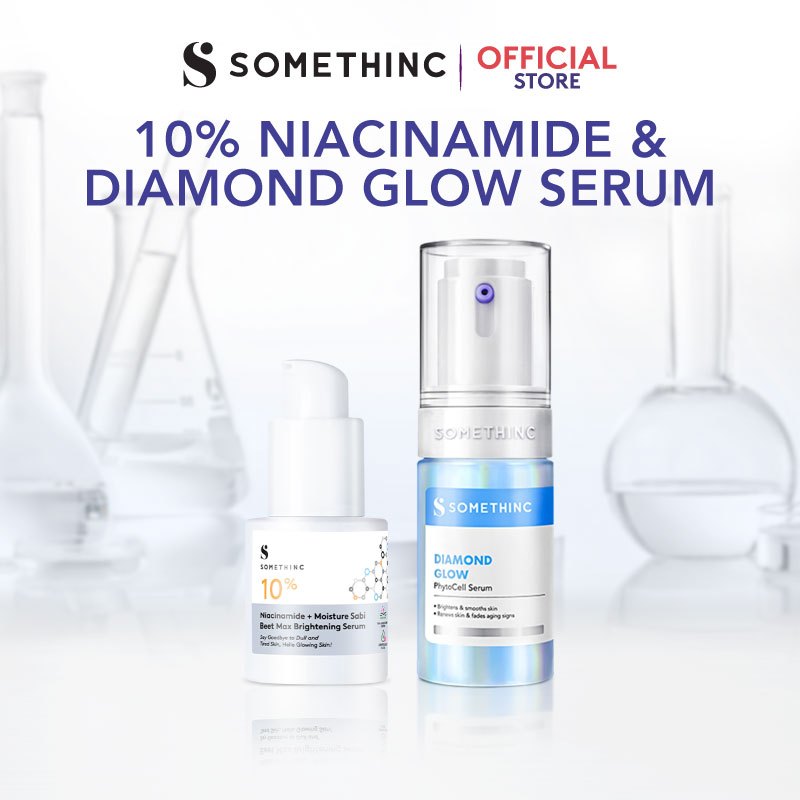 SOMETHINC [2 PCS] Paket Brightening Diamond Kulit Berkilau Pilihan Syahrini (Diamond Phyto Stem Cell Serum, 10% Niacinamide + Moisture Sabi Beet Max Brightening) |  Serum Diamond untuk Kulit Berkilau dan Cerah, Serum Brightening, Anti Aging
