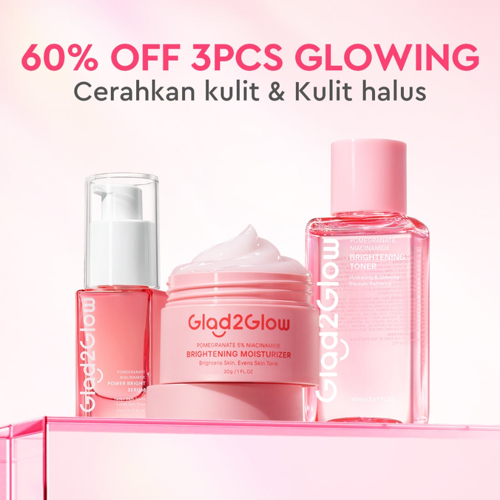 [Cocok Untuk Pemula] Glad2Glow Cerah Glowing Bundle all in 1 7in1-Brightening Moisturizer+Serum+Cleanser+toner+Peeling solution+Retinol 10%Niacinamide skincare paket pembersih perawatan kulit mencerahkan warna kulit pelembab wajah g2glow official store