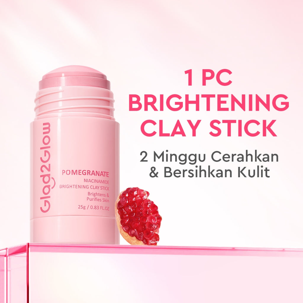 Glad2Glow Pomegranate Niacinamide Brightening Clay Stick Masker Glad2Glow Masker Wajah  Masker Brightening Masker Glowing Mud Masker Clay Masker Pencerah Wajah Masker Mencerahkan Clay Mask Brightening Clay Stik Pembersih Komedo Masker Stik Masker Muka
