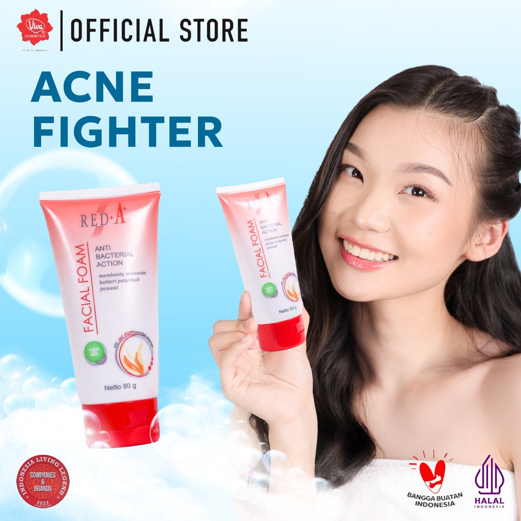 Red-A Facial Foam For Acne Skin with Oil Absorbent, Triclosan & Antibacterial (tersedia 40 Gr & 80 Gr)