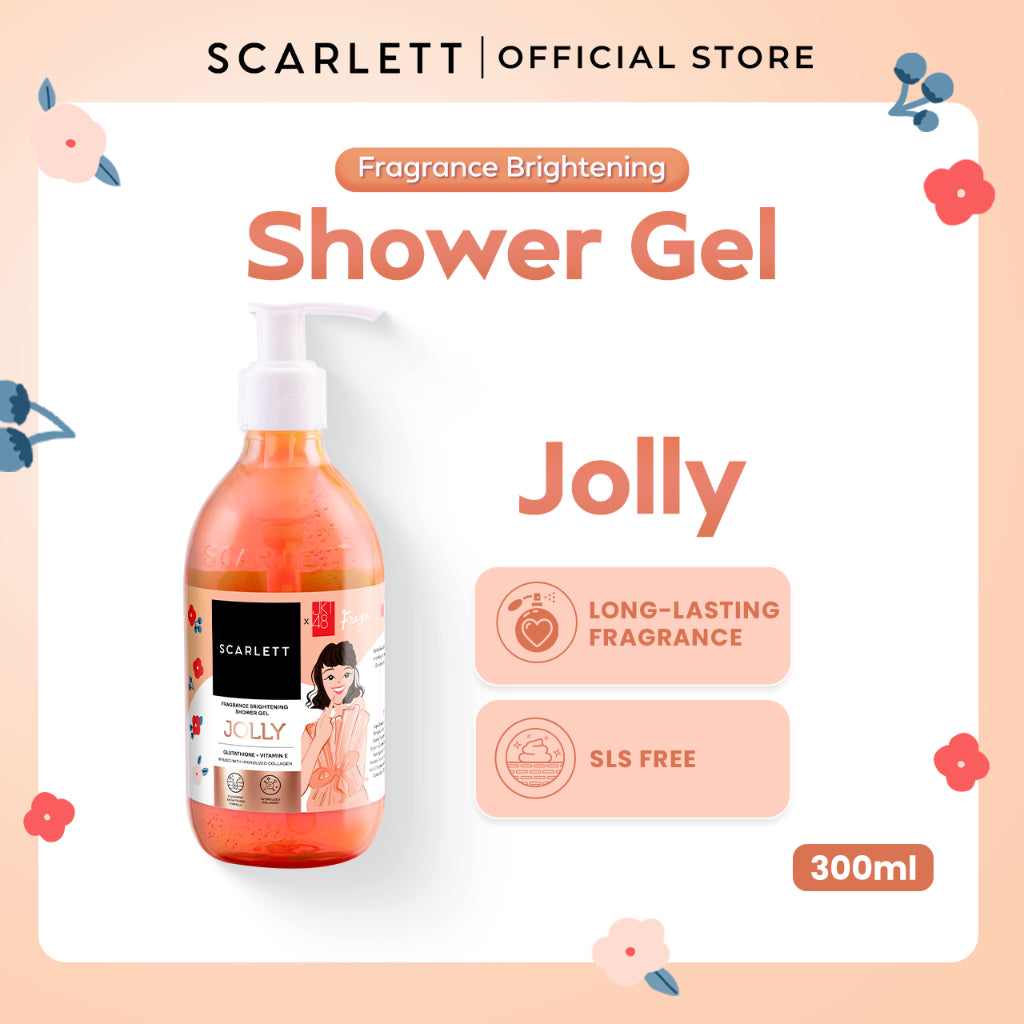 SCARLETT Fragrance Brightening Shower Gel 300ml | Body Wash Sabun Mandi Cair | Melembutkan Menutrisi Melembabkan Mencerahkan Kulit, Kulit Cerah Halus dengan Wangi Mewah