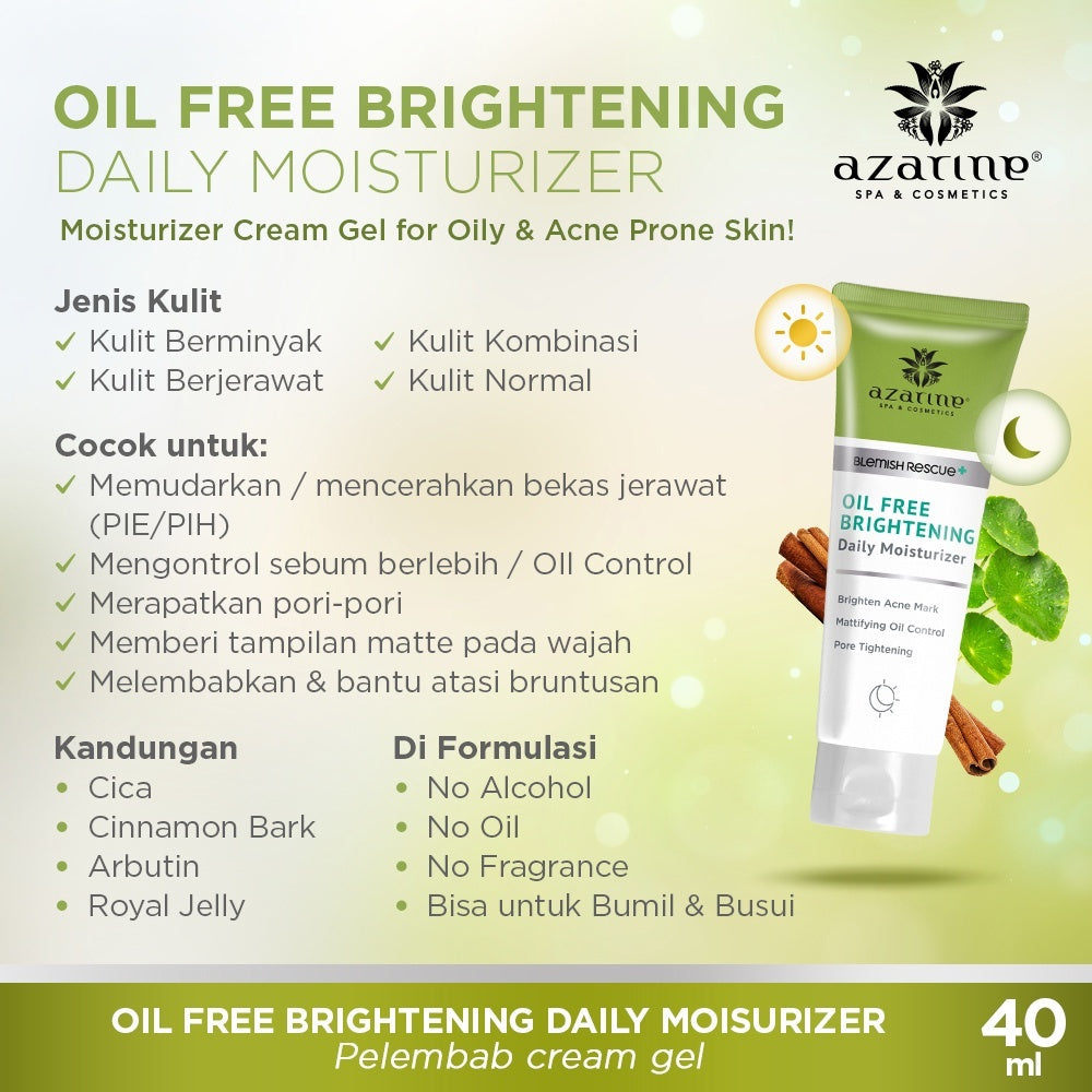 Azarine Oily Skin Cleansing Kit [3 PCS] Calmoist Micellar Water + Oil Free Moisturizer + Acne Gentle Face Wash Kulit Berminyak Pembersih Wajah Tanpa Residu Menghidrasi Kulit dan Tidak Pedih di Mata