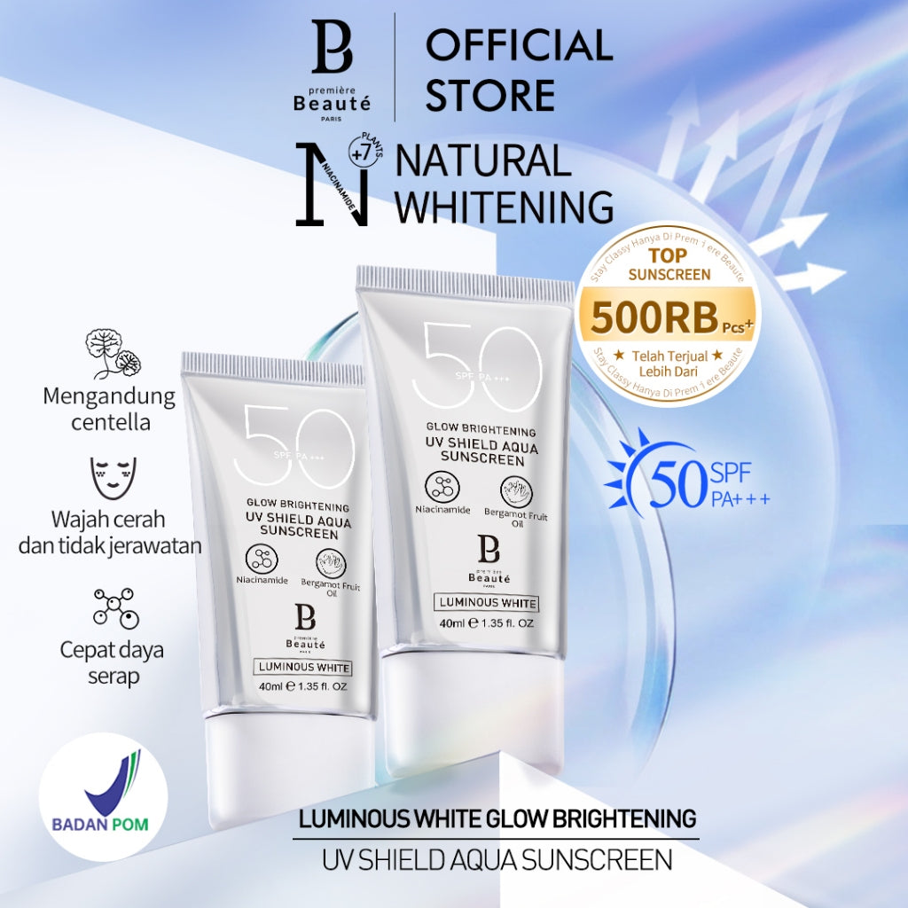 PREMIERE BEAUTE [Sunscreen 2pcs] Sunscreen (SPF 50 PA+++) 40ml Suncreen wajah UV Shield Sun protect whitening Oil Control Hydrating & Revitalizing Oily skin
