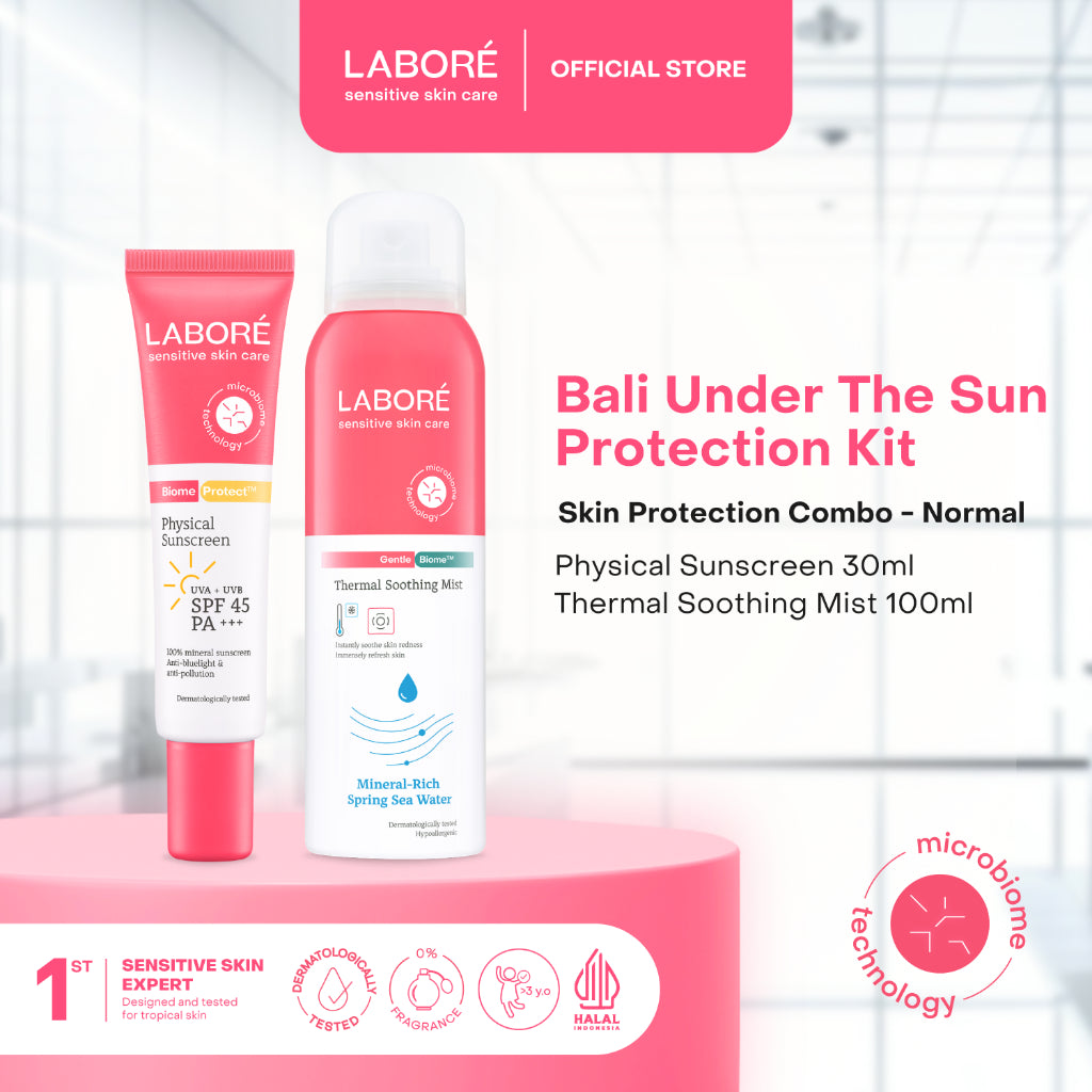 LABORÉ Skin Protection Combo Package (Physical Sunscreen 30ml, Thermal Shooting Mist 100ml) - Paket Sunscreen dan Face Mist  untuk Kulit Sensitif dan Kering