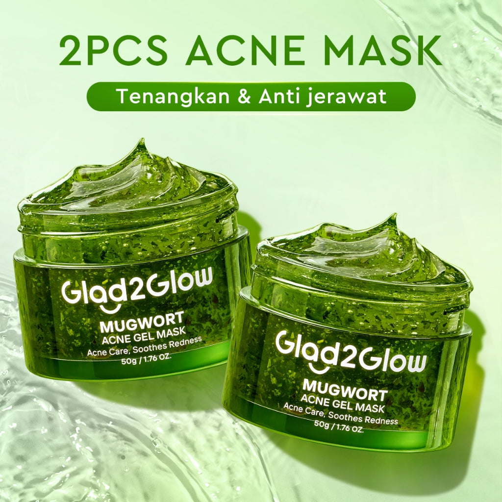 Glad2Glow Mugwort Acne Gel Mask 50g Masker Wajah Masker Komedo dan Pori Pori Wajah Masker Mask Sleeping Mask Sheetmask Clay Masker Jerawat Masker Clay Mask Mugwort Masker Hijau Masker Organik Gel Masker G2G masker wajah mencerahkan G2glow Official