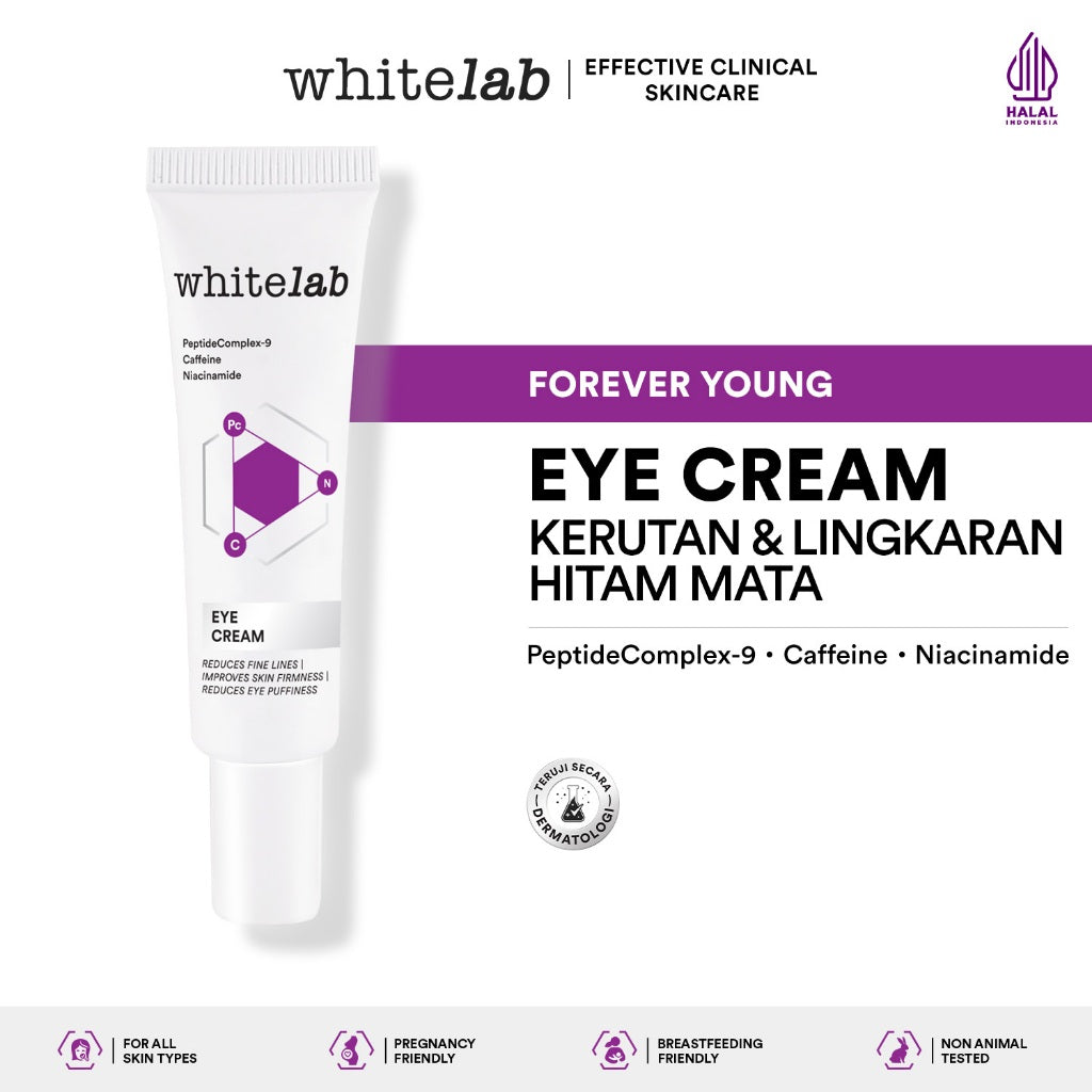 Whitelab Eye Cream - Krim Mata Atasi Kerutan, Garis Halus, Kantung Mata, dan Mata Panda dengan Peptide, Caffeine & Niacinamide [BPOM]