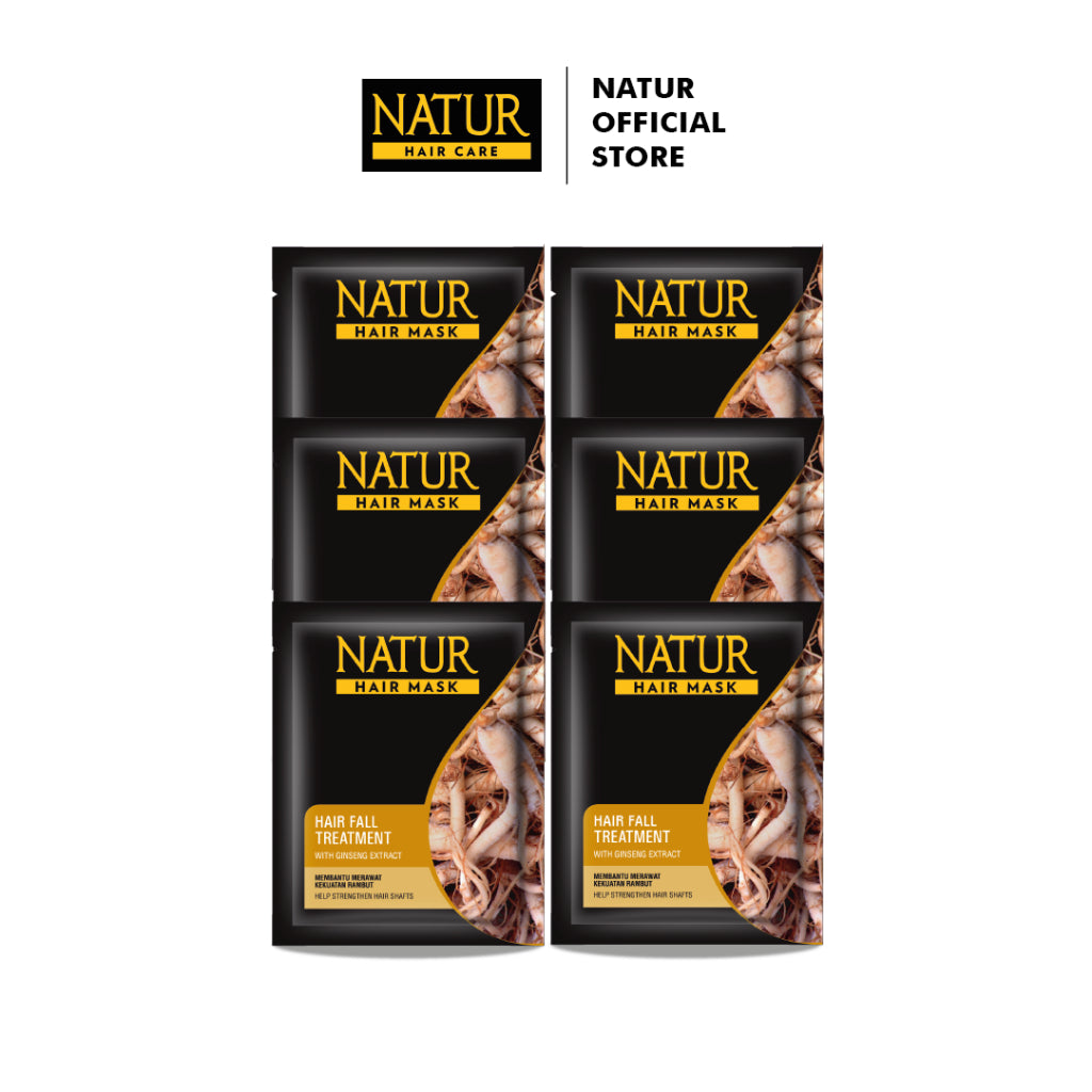 Natur Ginseng Series Spesial (270 ml 2 Pcs, Tonik Ginseng 1 Pcs, H. Mask Ginseng 6 Pcs) - Paket Rambut Rontok / Anti Hair Fall / Menguatkan Akar Rambut