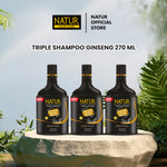 Triple Natur Shampoo Extract Ginseng 270 ml - Paket Sampo Rambut Rontok 3 pcs / Anti Hair Fall / Menguatkan Akar Rambut