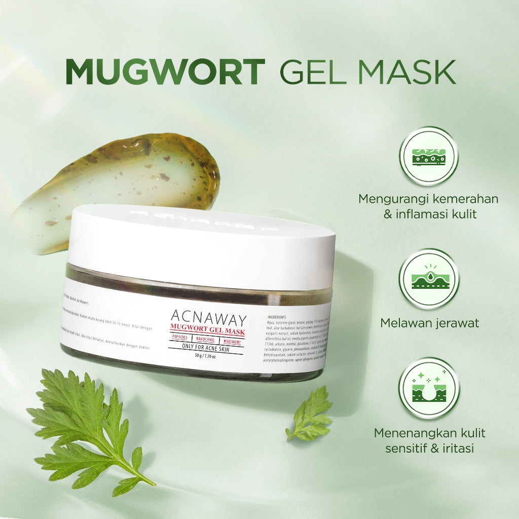 ACNAWAY Advanced Mugwort Gel Mask – Face Mask Gel Masker Wajah untuk Kulit Berjerawat | Mencerahkan, Menghaluskan & Membersihkan Pori | Anti Kusam, Komedo & Minyak | Acne Skincare Brightening & Pore Care Masker Komedo Sleeping Mask Masker jerawat Acne Mas