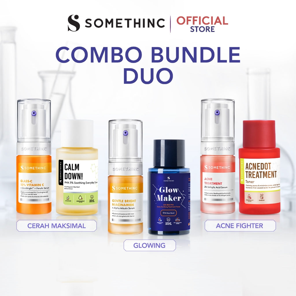 SOMETHINC [2 PCS] New Serum + Toner Combo (Gentle Bright Niacinamide + Alpha Arbutin Serum, Glass-C 12% Vitamin C+ GlutaBright™ + Ferulic Serum, Acne Treatment 2% Salicylic Acid Serum)