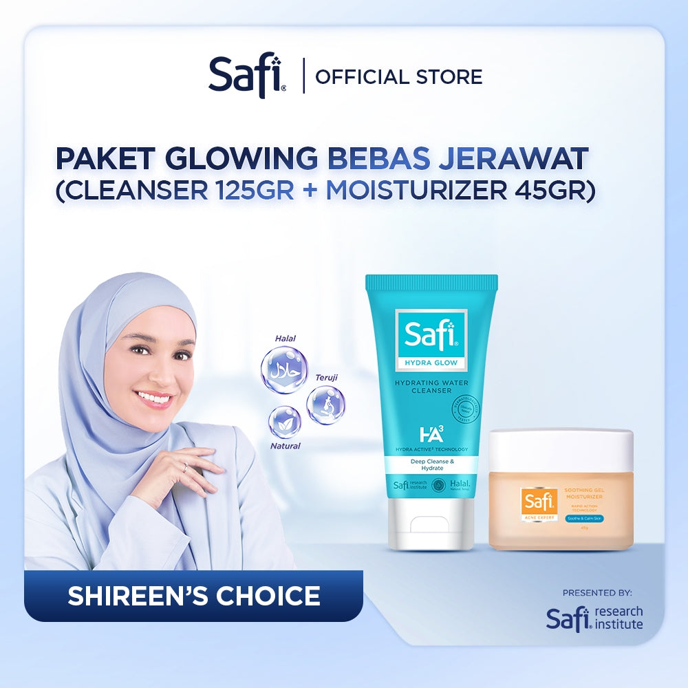 Paket Safi Glowing Bebas Jerawat - Cleanser 125gr + Moisturizer 45gr