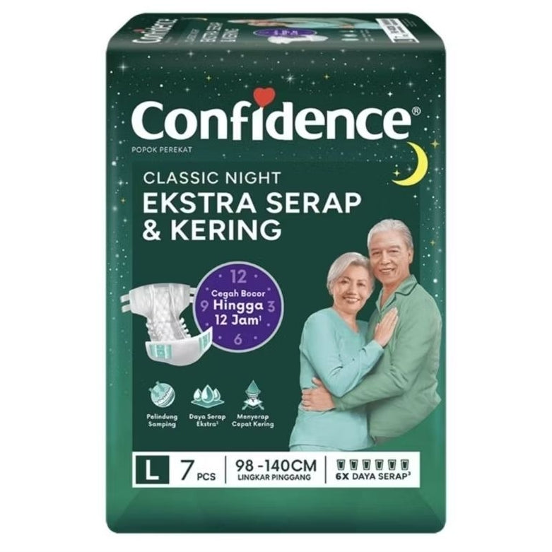 Confidence Classic Popok Perekat Dewasa Malam M8 L7 XL6 Pcs