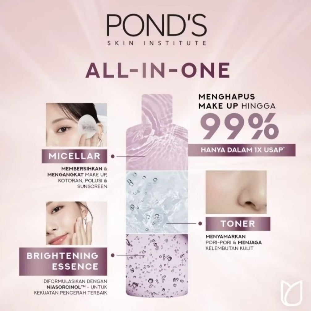Ponds Micellar Water Miracle Niasorcinol Pembersih Makeup Mencerahkan 100 ml