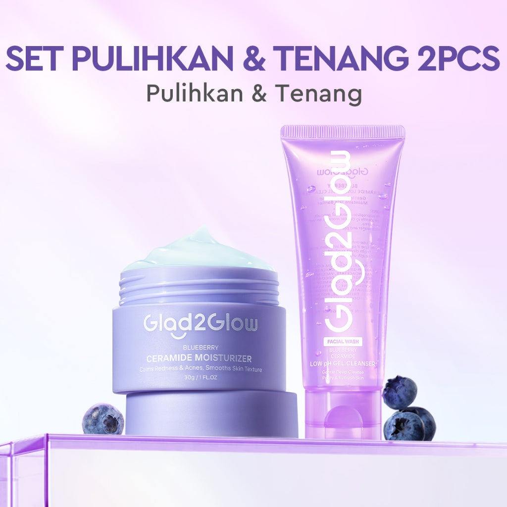 Glad2Glow Blueberry 5% Ceramide Moisturizer Repair Barrier Pulihkan skincare day cream Night Cream krim wajah moisturizer cream repair cream torriden cream cream pemutih wajah skincare bpom Pelembab Wajah Sensitive Skin Care G2G glad2glow official store