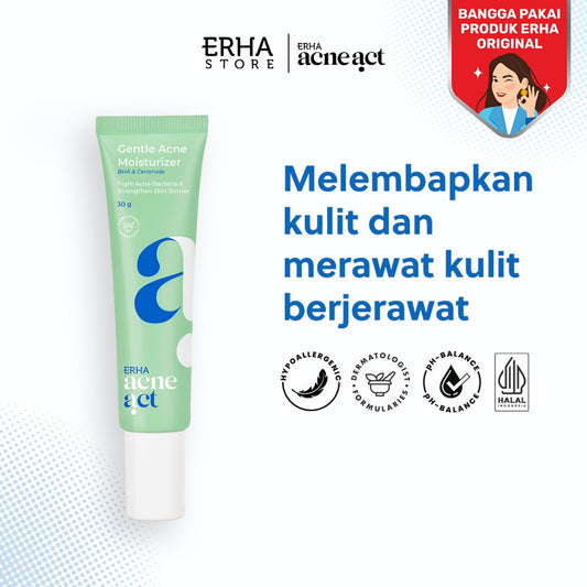 ERHA Acneact Gentle Acne Moisturizer 30g - Pelembab Wajah Jerawat Ceramide Low ph Ph Balance