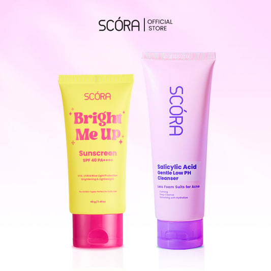 SCORA Bright Me Up Sunscreen 40 Gr + SCORA Gentle Low pH Cleanser 100ml