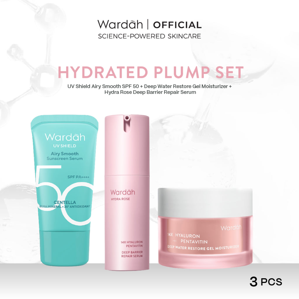 Paket WARDAH Isi 3 Gel Moisturizer + Serum + UV Shield (Tranexamic, VIt C, Cica, Hyaluron) - Skincare