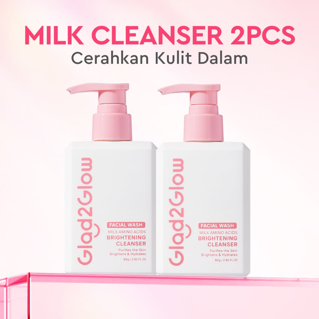 Glad2Glow Milk Amino Acid Gentle Cleanser Brightening facial wash skincare face wash sabun cuci muka cleansing balm exfoliating exfoliasi wajah sabun muka pembersih wajah Mencerahkan wajahMelembabkan kelembaban Mengandung asam amino g2glow official store