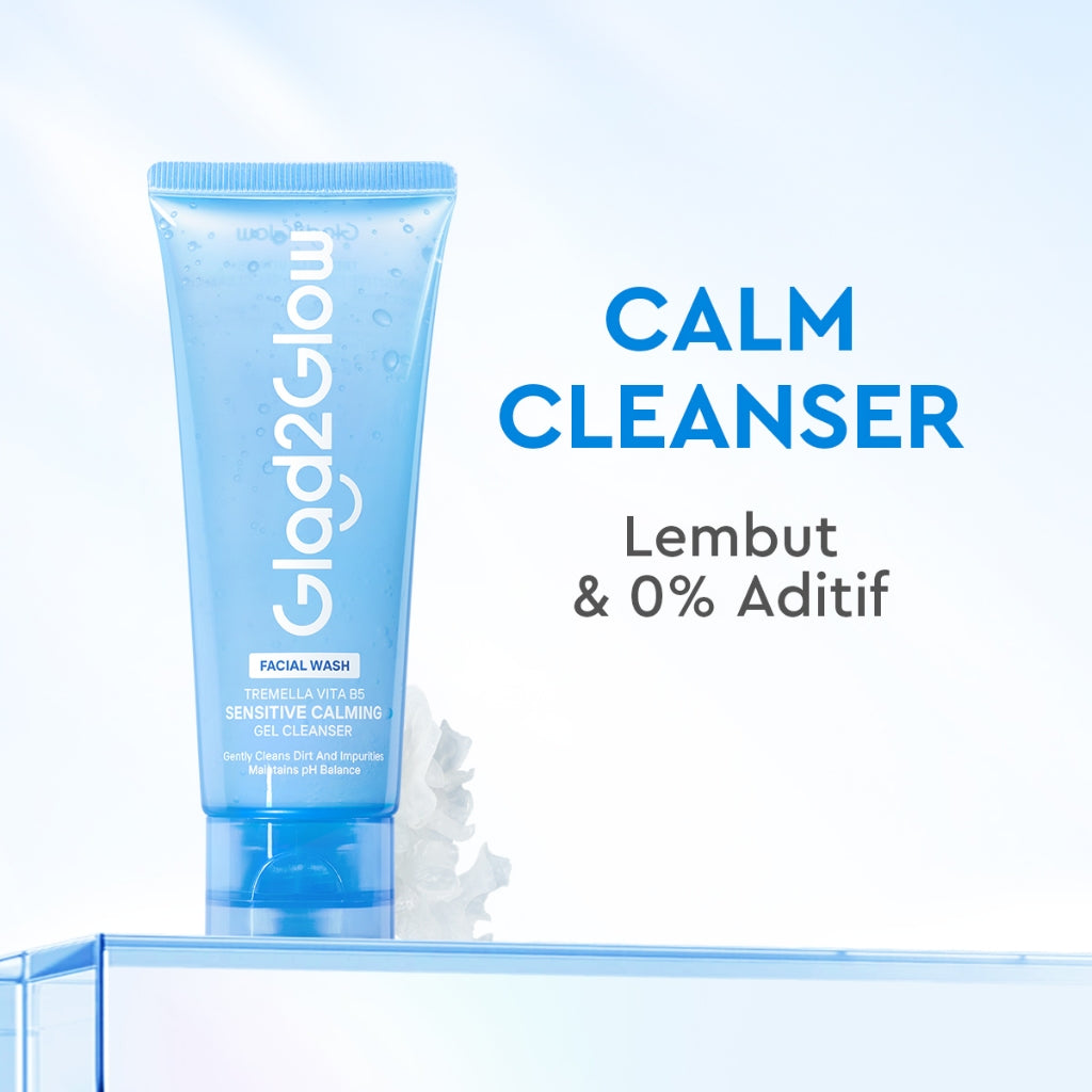 Glad2Glow Tremella Vita B5 Sensitive Calming Gel Cleanser facial wash skincare face wash sabun cuci muka cleansing balm exfoliating exfoliasi wajah sabun muka pembersih wajah Menenangkan kulit sensitif menghidrasi & menutrisi kulit g2glow official store
