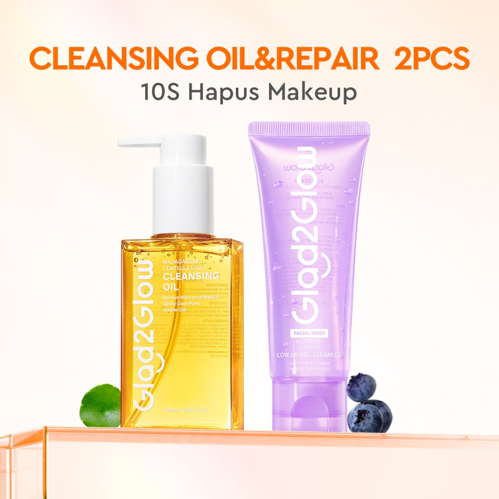 [Ready Stock]Glad2Glow Madagascar Centella Light Cleansing Oil 100ml/200ml micellar water pembersih wajah Penghapus riasan lembut tanpa iritasi Menghapus riasan tahan air dengan cepat dan menyegarkan muka wajah g2glow official store