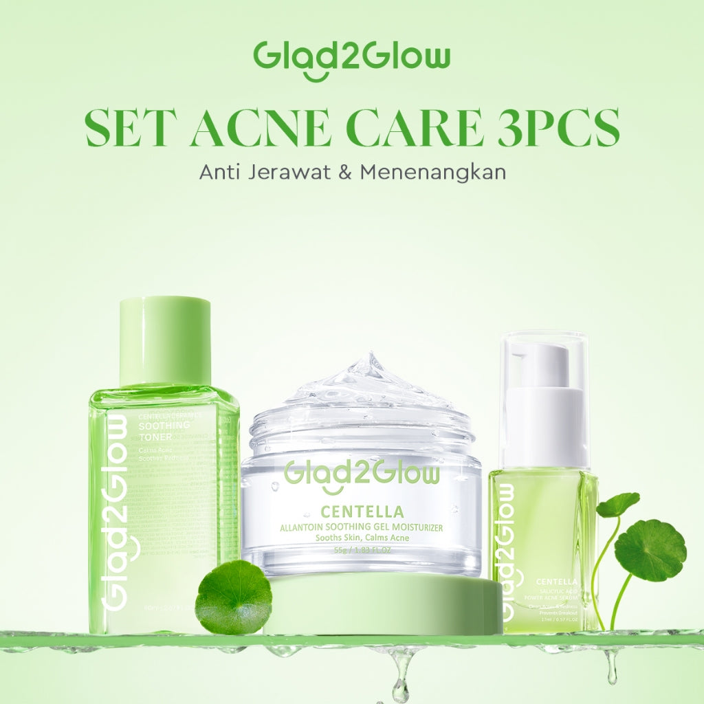 [ORDER NOW, HEMAT 50K]Glad2Glow Acne Jerawat Bundle 7in1 paket Centella madeca cream-Moisturizer+Serum+Cleanser+Toner+Clay Stick+Gel Skincare  Mask Menghilangkan Menenangkan kemerahan pada kulit Atur Minyak BerlebihMerawat Kulit g2glow official store