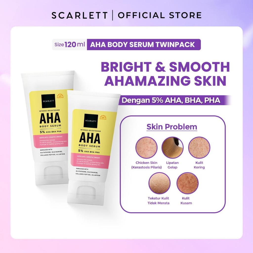 Scarlett Intense Brightening AHA Body Serum 5% AHA BHA PHA Tube - 120ml