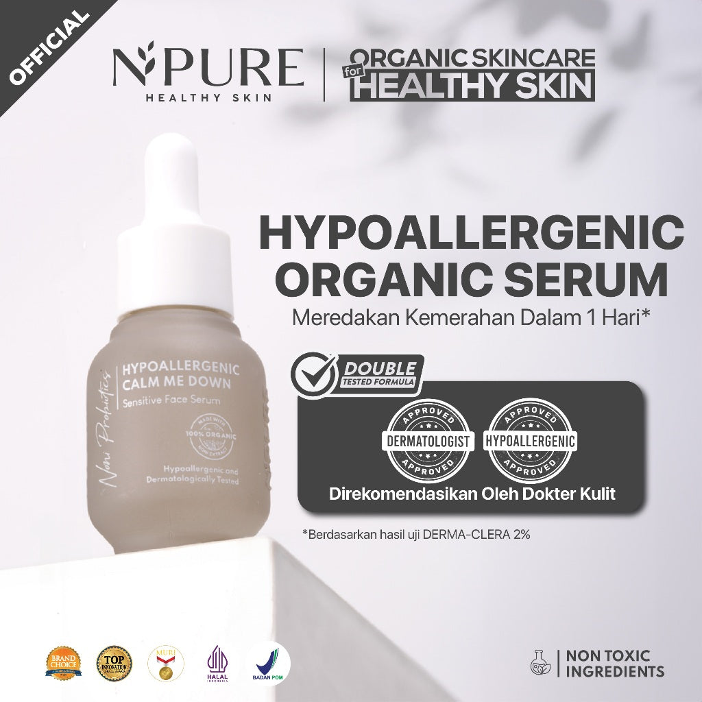 NONI SERUM - NPURE NONI PROBIOTICS HYPOALLERGENIC “CALM ME DOWN” SENSITIVE FACE SERUM / Serum Wajah Hypoallergenic Sensitif Kemerahan / Semua Jenis Kulit / Ceramide