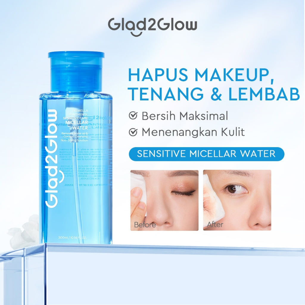 [READY STOCK]Glad2Glow Micellar Water 300ml cleansing oil cleansing balm micellar centella salycilic acid remover pembersih double cleansing pembersih make up make up remove cleanface facial  Menghilangkan jerawat Penghapus riasan g2glow official store