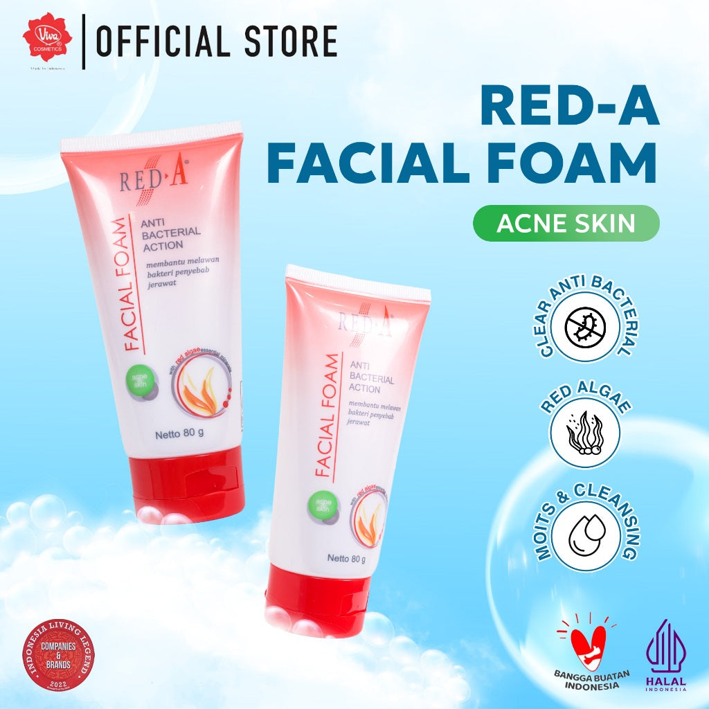 Red-A Facial Foam For Acne Skin with Oil Absorbent, Triclosan & Antibacterial (tersedia 40 Gr & 80 Gr)