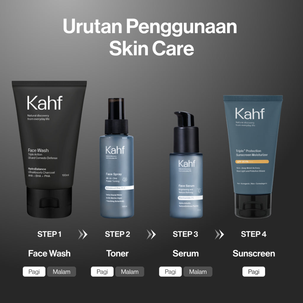 Triple Pack Kahf Face Wash Triple Action Oil and Comedo Defense 100 ml - 3 pcs Sabun Cuci Muka Pria Anti Komedo dan Kulit Berminyak - Suitable for Daily Use