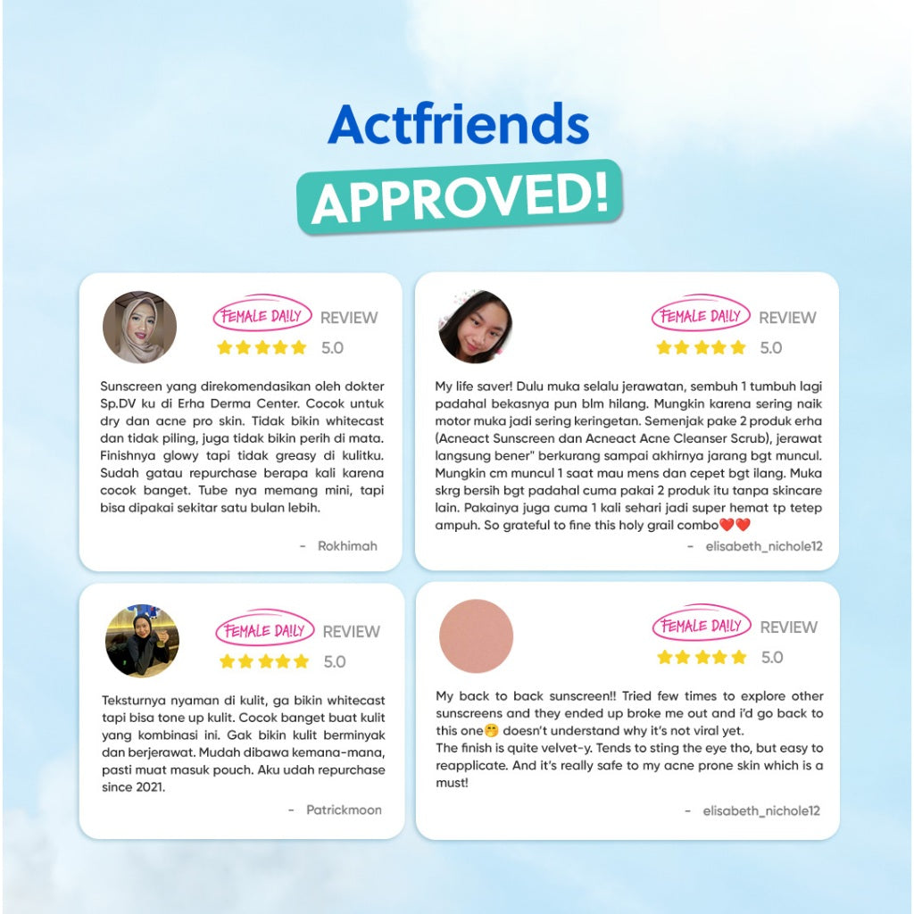 ERHA Acneact Acne Protection & Oil Control Sunscreen SPF 45+++ 30 g Sunscreen Jerawat Niacinamide