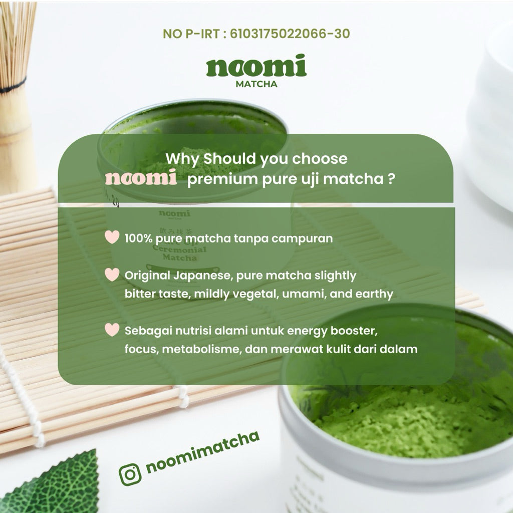 Noomimatcha Pure Matcha Powder Premium Grade 100gr | Noomi Matcha 100% Pure Matcha no Additional.