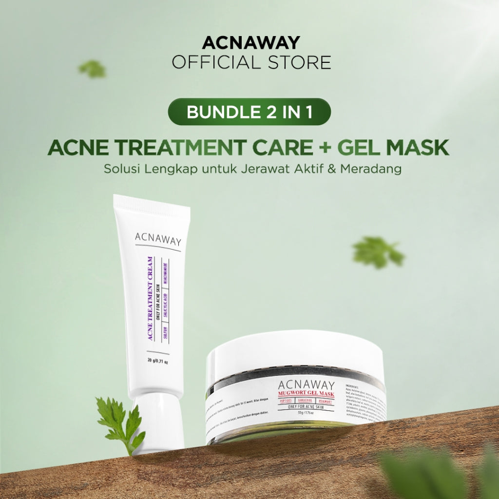 ACNAWAY Bundle 2 in 1 Mugwort Gel Mask + Acne Treatment Cream – Masker & Acne Treatment untuk Jerawat Membandel