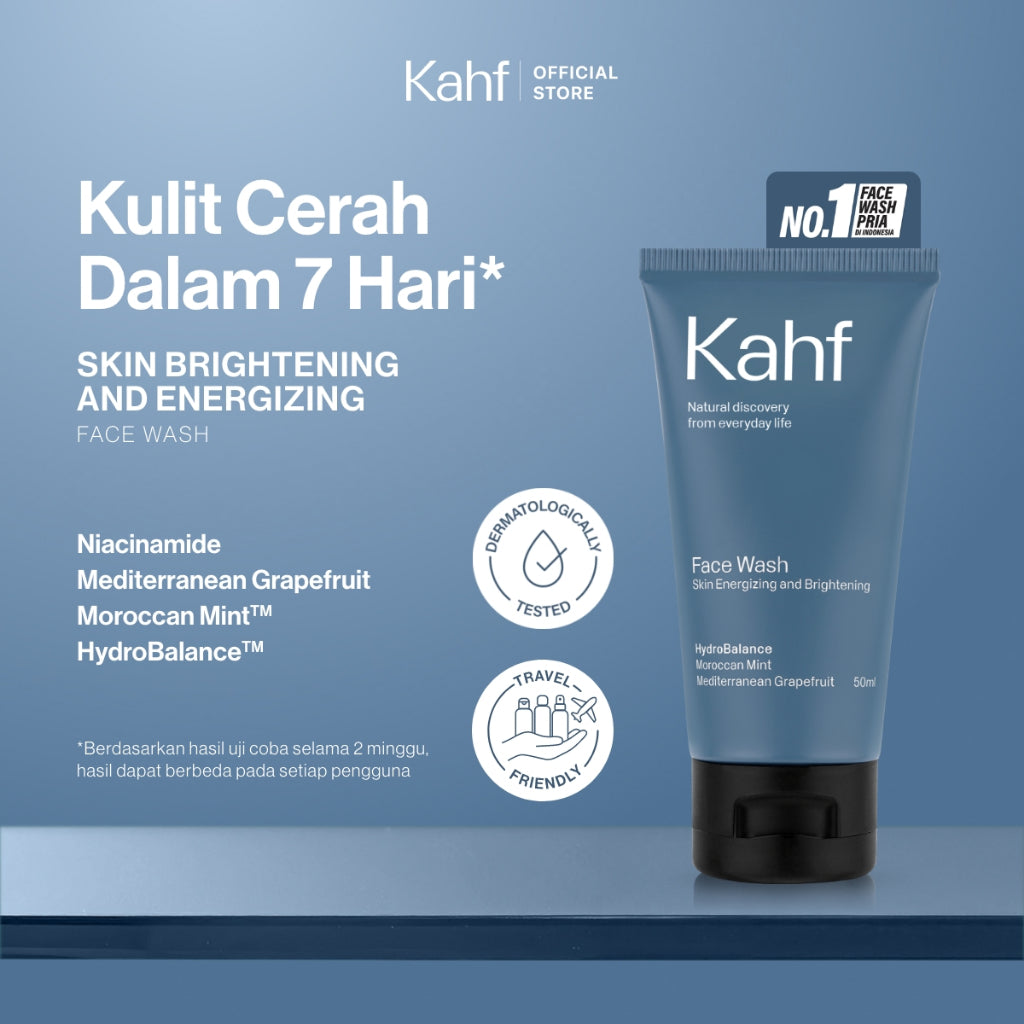 Kahf Face Wash Skin Energizing and Brightening 50 ml - Sabun Cuci Muka Pria untuk Mencerahkan Wajah - Suitable for Daily Use