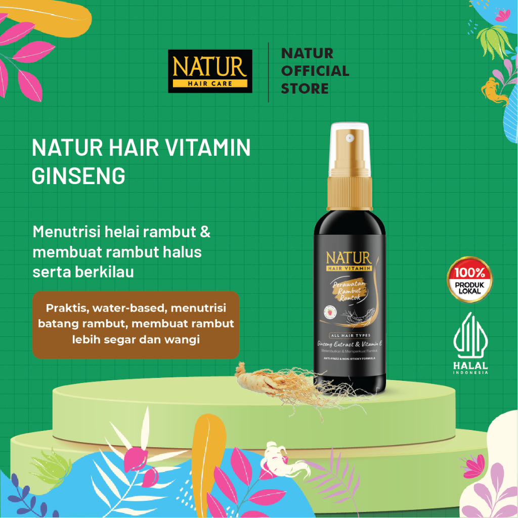 Natur Hair Vitamin Ginseng 80 ml - Vitamin Rambut Rontok / Anti Hair Fall / Menguatkan Akar Rambut