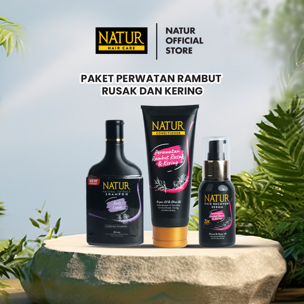 Paket Rambut Rusak dan Kering - Shampoo, Conditioner, Hair Recovery Serum Rambut Rusak dan Kering