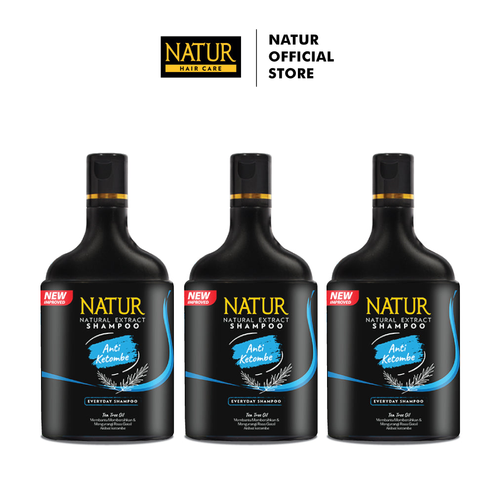 Triple Natur Hair Shampoo Anti Dandruff 140 ml - Paket Sampo Anti Ketombe 3pcs