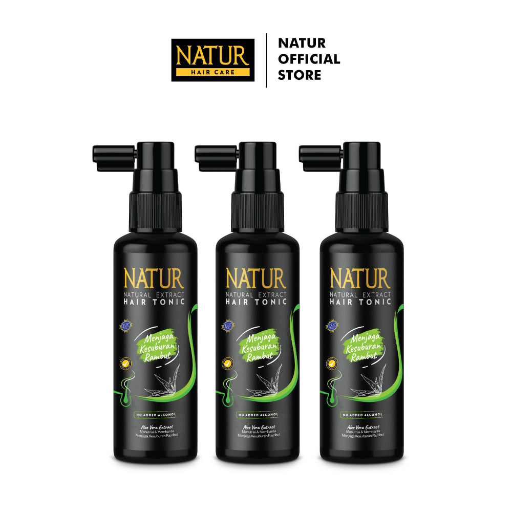 Triple Natur Hair Tonic Aloe Vera 90 ml - Paket Tonik Menebalkan Rambut 3pcs