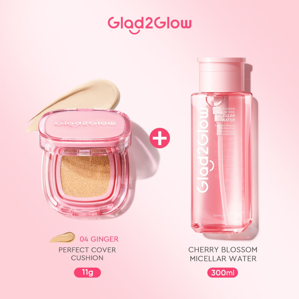 [ORDER NOW, HEMAT 35K]Glad2Glow Perfect Blurring Powder Foundation&Perfect Cover Cushion foundation  Setting waterproof Concealer Oil-Control matte Sweatproof Finish Poreless Highlighting Contouring Refill two way cake BB CC makeup g2glow official store