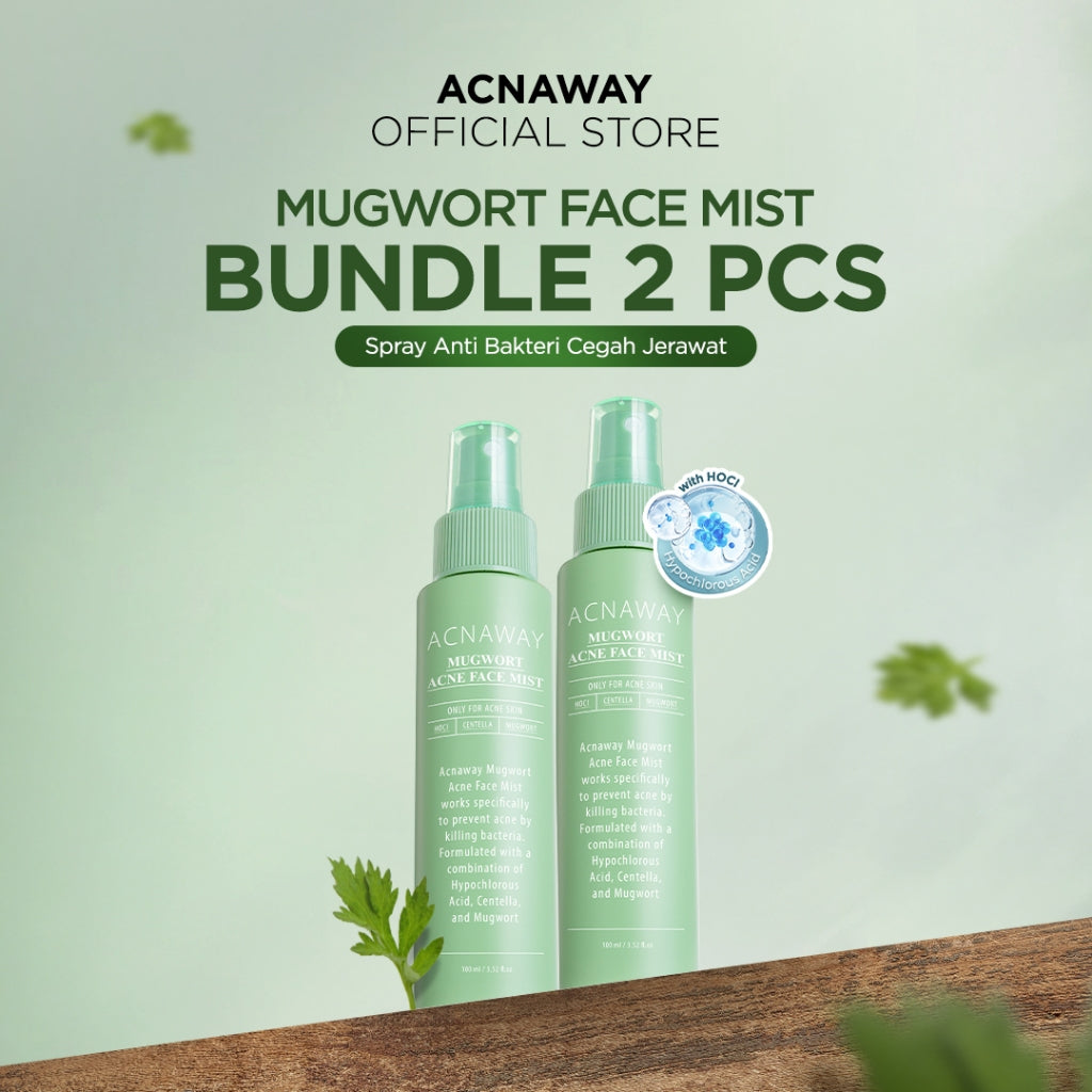 ACNAWAY Mugwort Acne Face Mist Spray – Antiseptik Wajah Jerawat dengan HOCl + Centella + Mugwort | Mencegah Breakout, Redakan Kemerahan, Melembabkan | Face Mist Anti Bakteri untuk Wajah Berjerawat & Sensitif