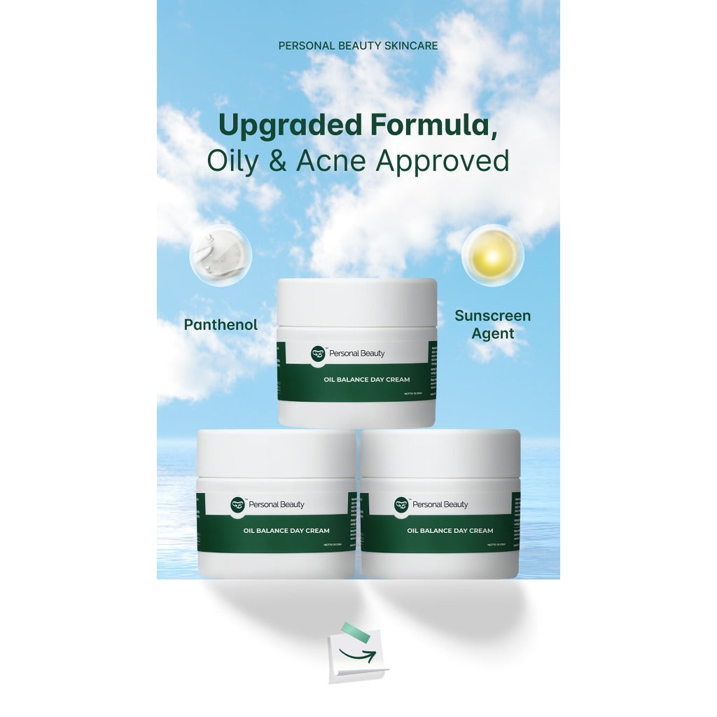 Oil Balance Day Cream Personal Beauty | Krim Siang Untuk Wajah Beruntusan dan Berminyak, Kulit Halus Bebbas Minyak dan Jerawat