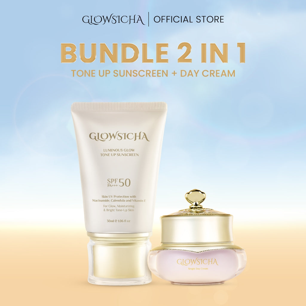 Glowsicha Bundle 2in1 Tone Up Sunscreen + Bright Day Cream - Paket Lengkap Krim Mencerahkan dan proteksi sinar UV SPF 50 PA+++