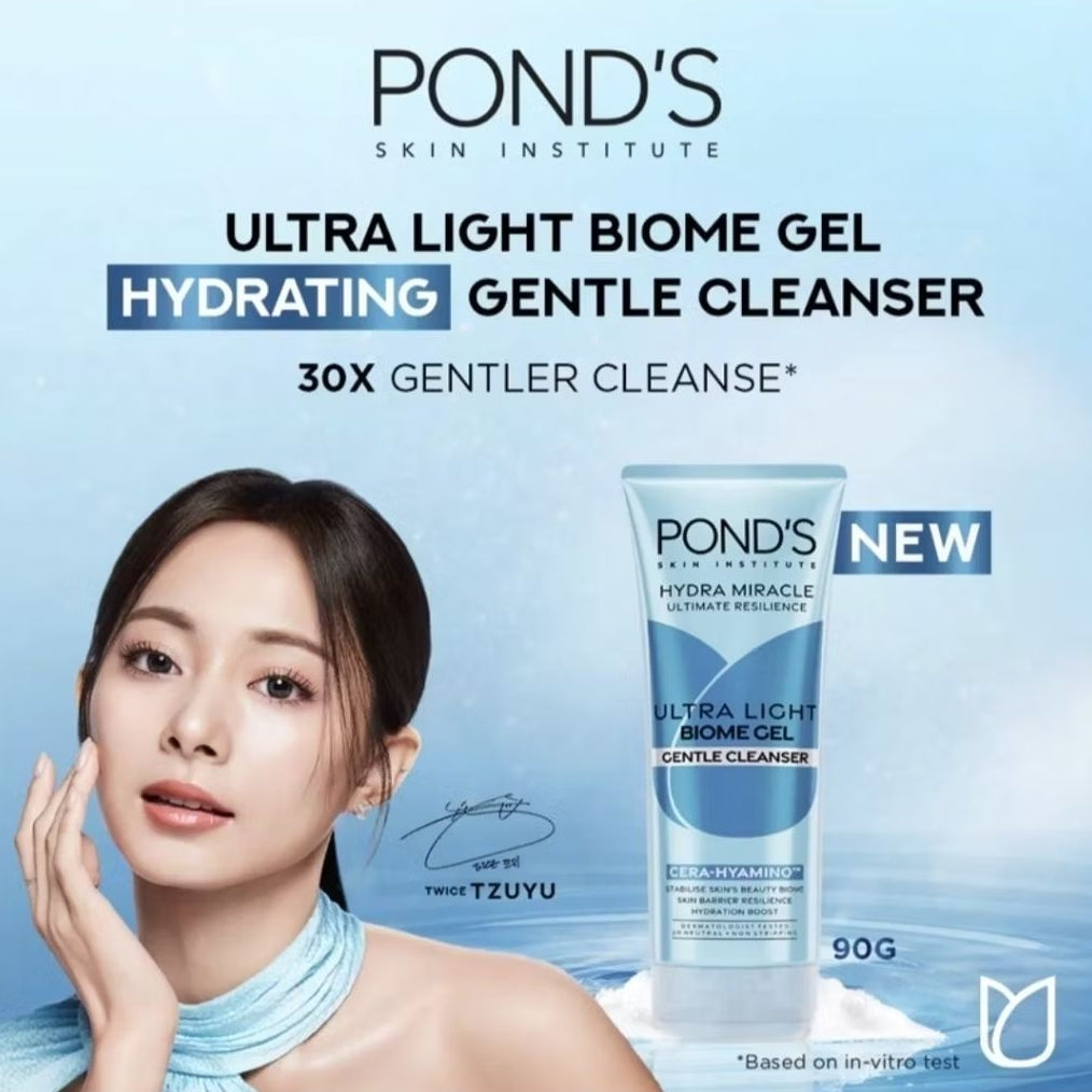 Ponds Hydra Miracle Ultra Light Biome Pembersih Wajah Cera Hyamino 90 g
