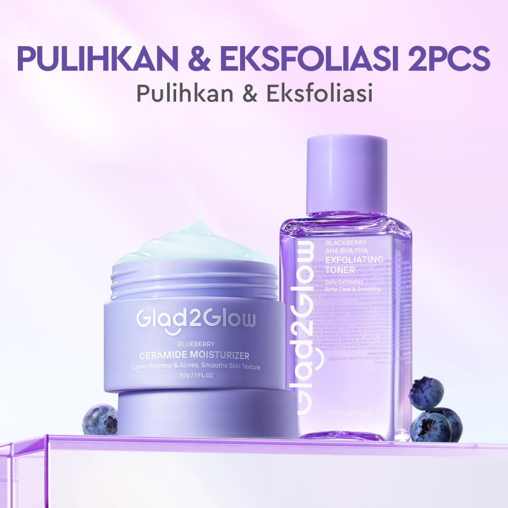 Glad2Glow Blueberry 5% Ceramide Moisturizer Repair Barrier Pulihkan skincare day cream Night Cream krim wajah moisturizer cream repair cream torriden cream cream pemutih wajah skincare bpom Pelembab Wajah Sensitive Skin Care G2G glad2glow official store