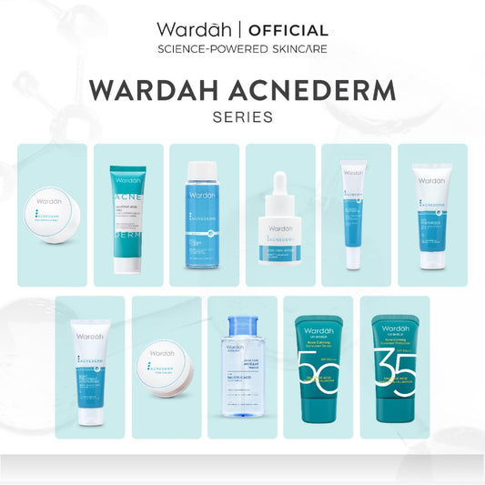 WARDAH Acnederm Acne Care All Series Lengkap - Balm, Salicylic Acid Zinc Acne Clearing Low pH Foaming Cleanser, Pore Refining Toner, Serum, Treatment Gel, Day Moisturizer, Night Treatment Moisturizer, Face Powder, Micellar Water, UV Shield - Skincare